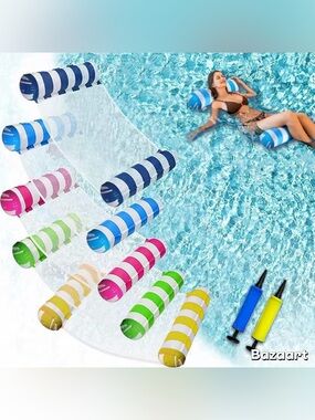 6pk Upgraded XL Water Pool Floats, 4-in-1 (Hammock, Saddle, Lounge Chair) W/Pump